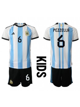 Argentina German Pezzella #6 Replika Hemmakläder Barn VM 2022 Kortärmad (+ byxor)